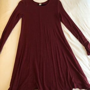 Wine Red Long-Sleeve Dress
